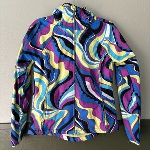 Athleta Retro Swirl Multicolor Hooded Winter Jacket Small